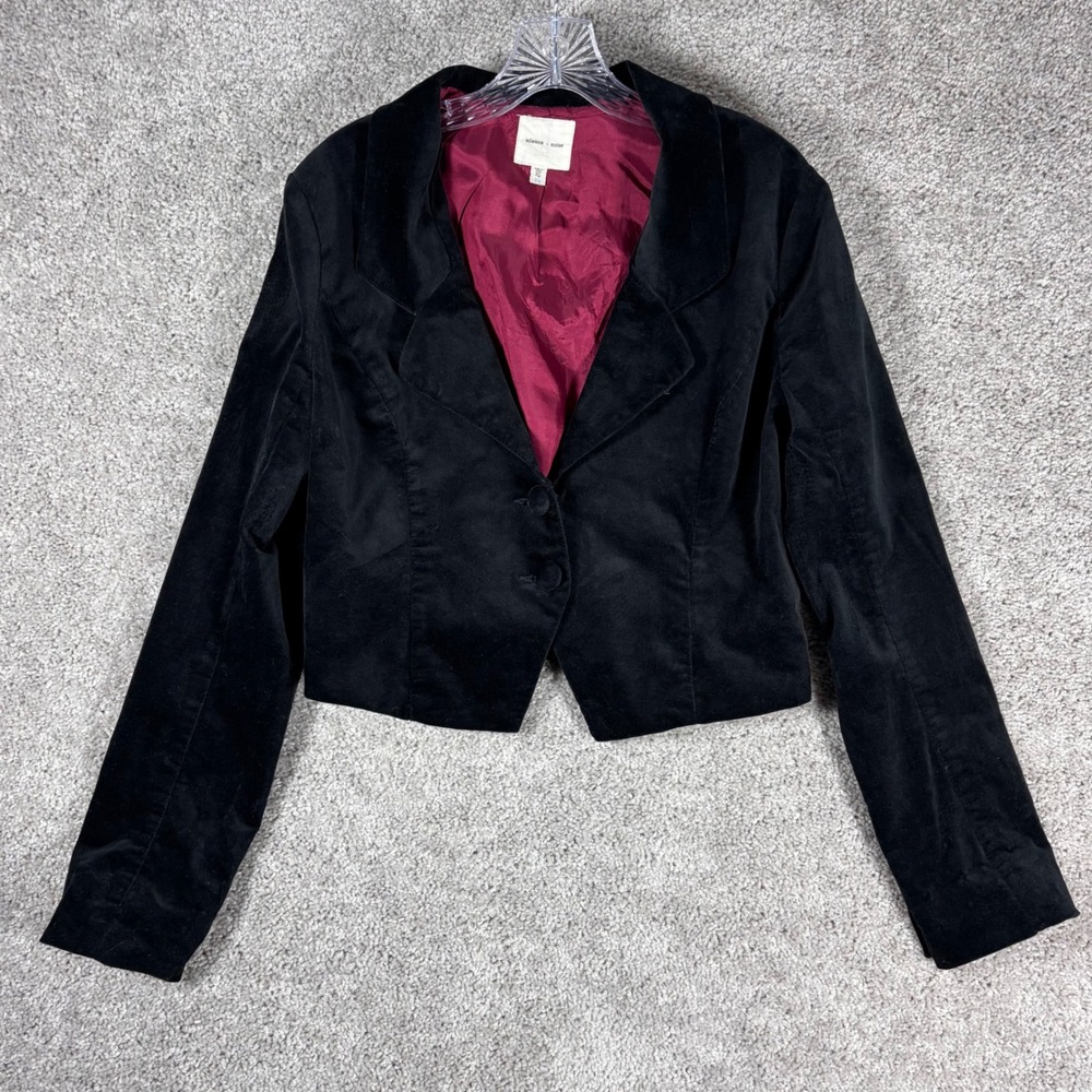 Silence Noise Black Velvet Cropped Blazer Jacket Women Size L